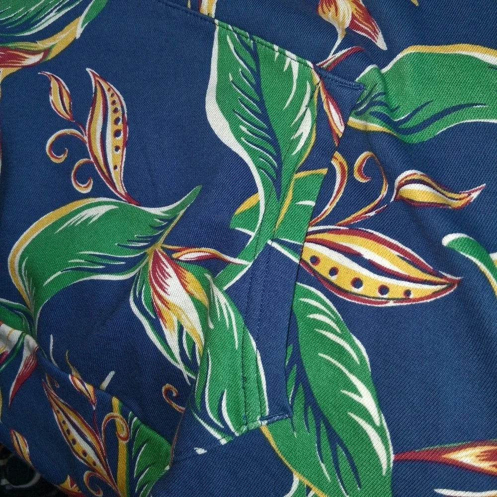 NWT Polo Ralph Lauren Men's XL Blue Tropical Floral Jersey Knit Hoodie $148.00
